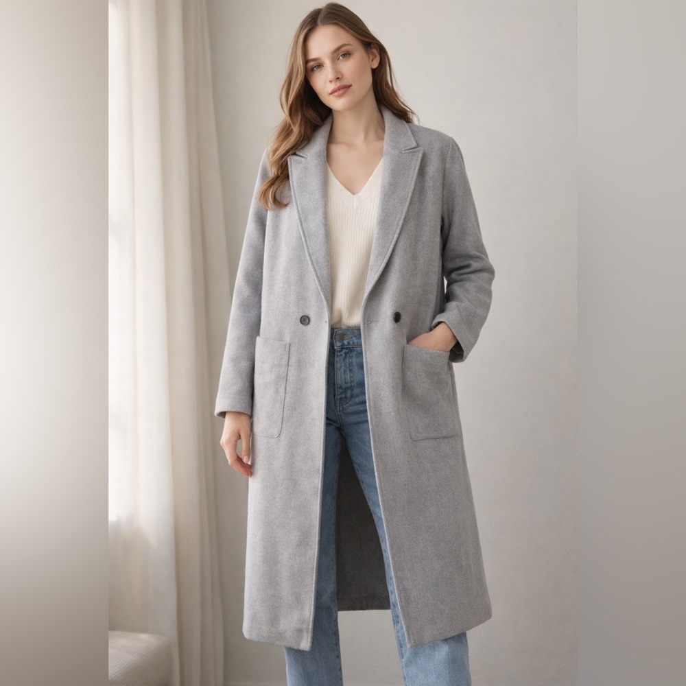 LOFT Women’s Gray Long Coat – Size S  oversized Fit